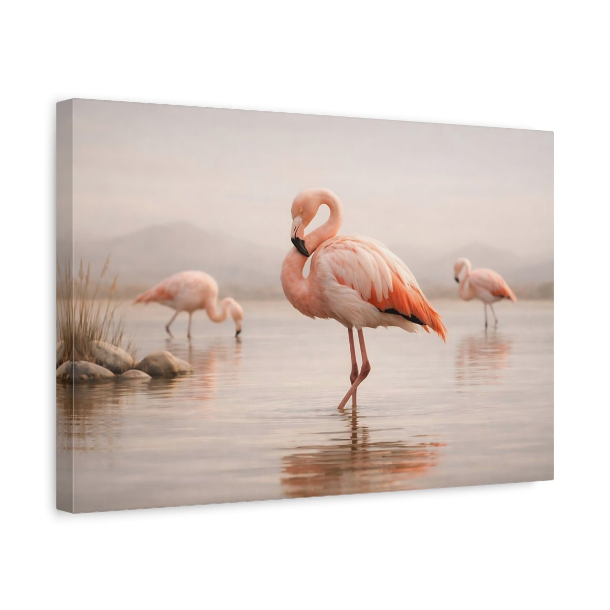 Nature Flamingos Pink - Canvas Wall Art Print - YesArtYes
