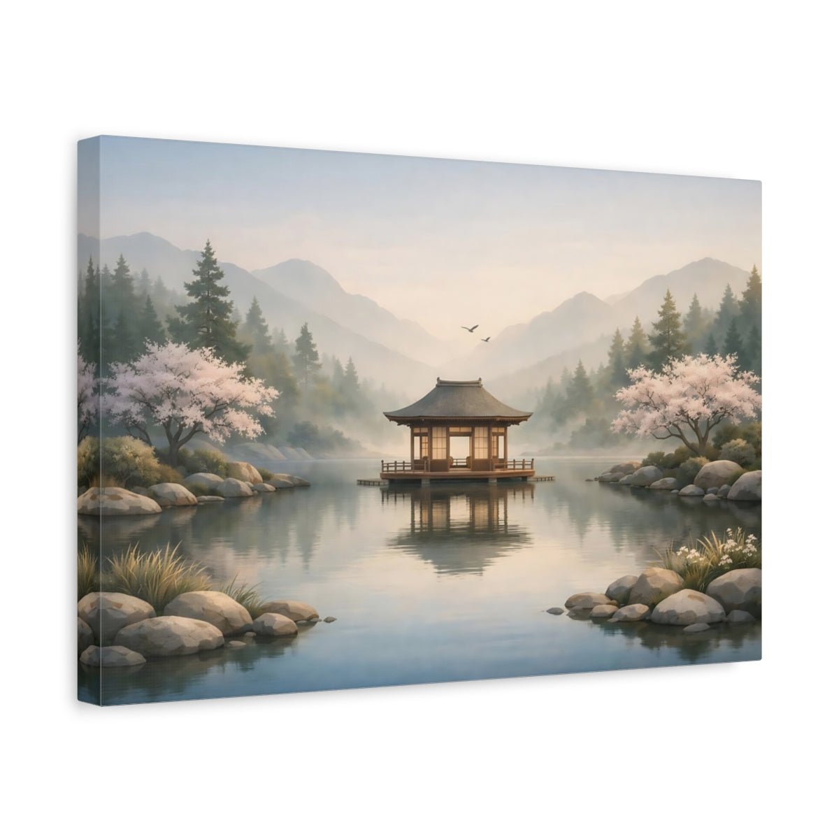Nature Floating Pavilion Serene Asian Landscape - Canvas Wall Art Print - YesArtYes