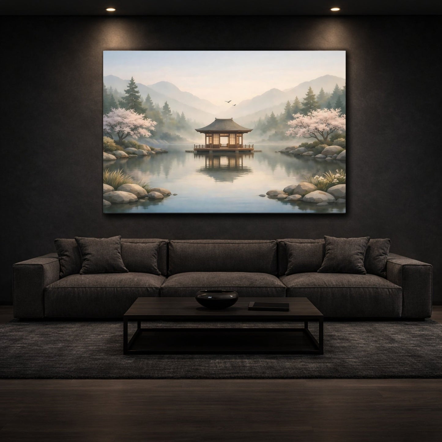 Nature Floating Pavilion Serene Asian Landscape - Canvas Wall Art Print - YesArtYes