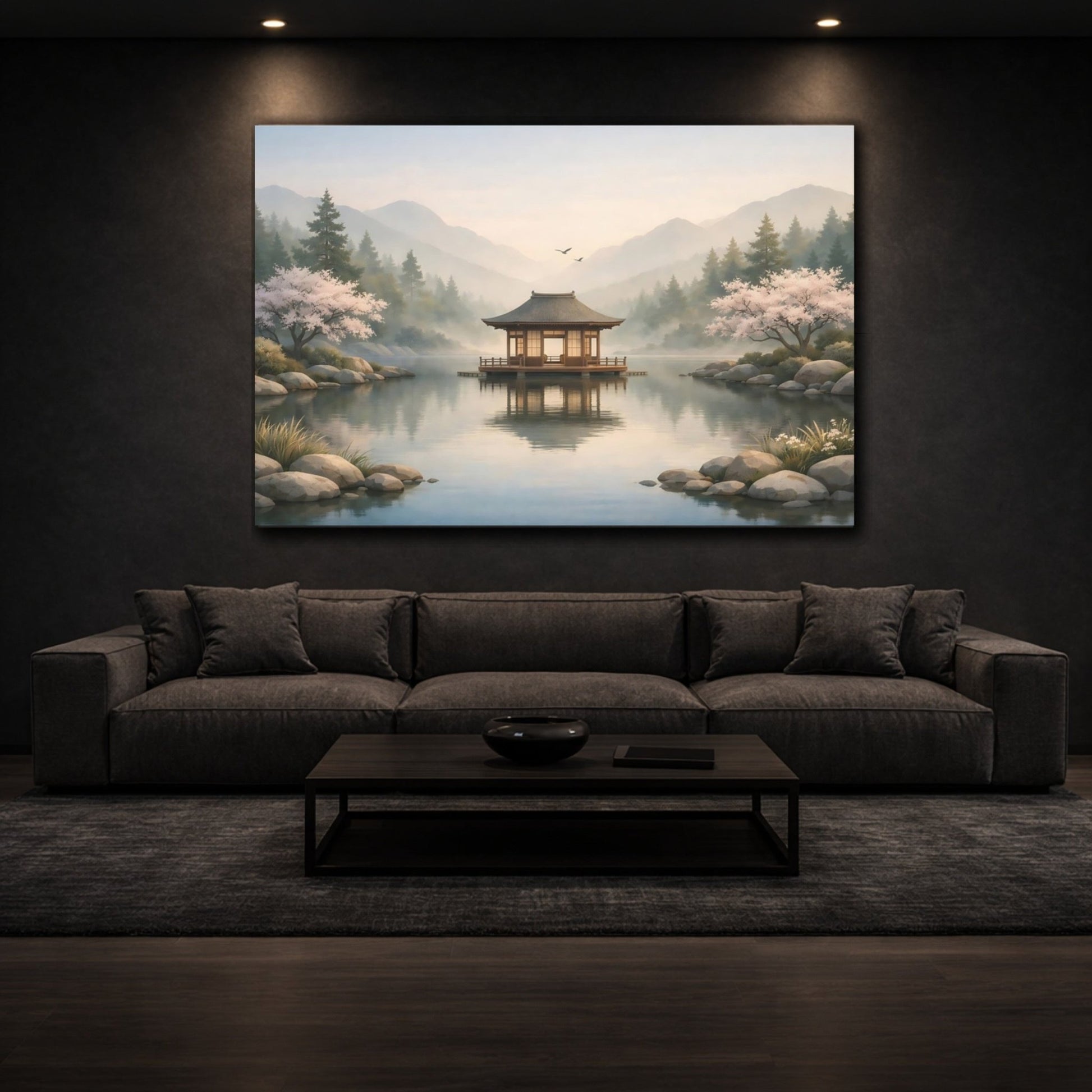 Nature Floating Pavilion Serene Asian Landscape - Canvas Wall Art Print - YesArtYes