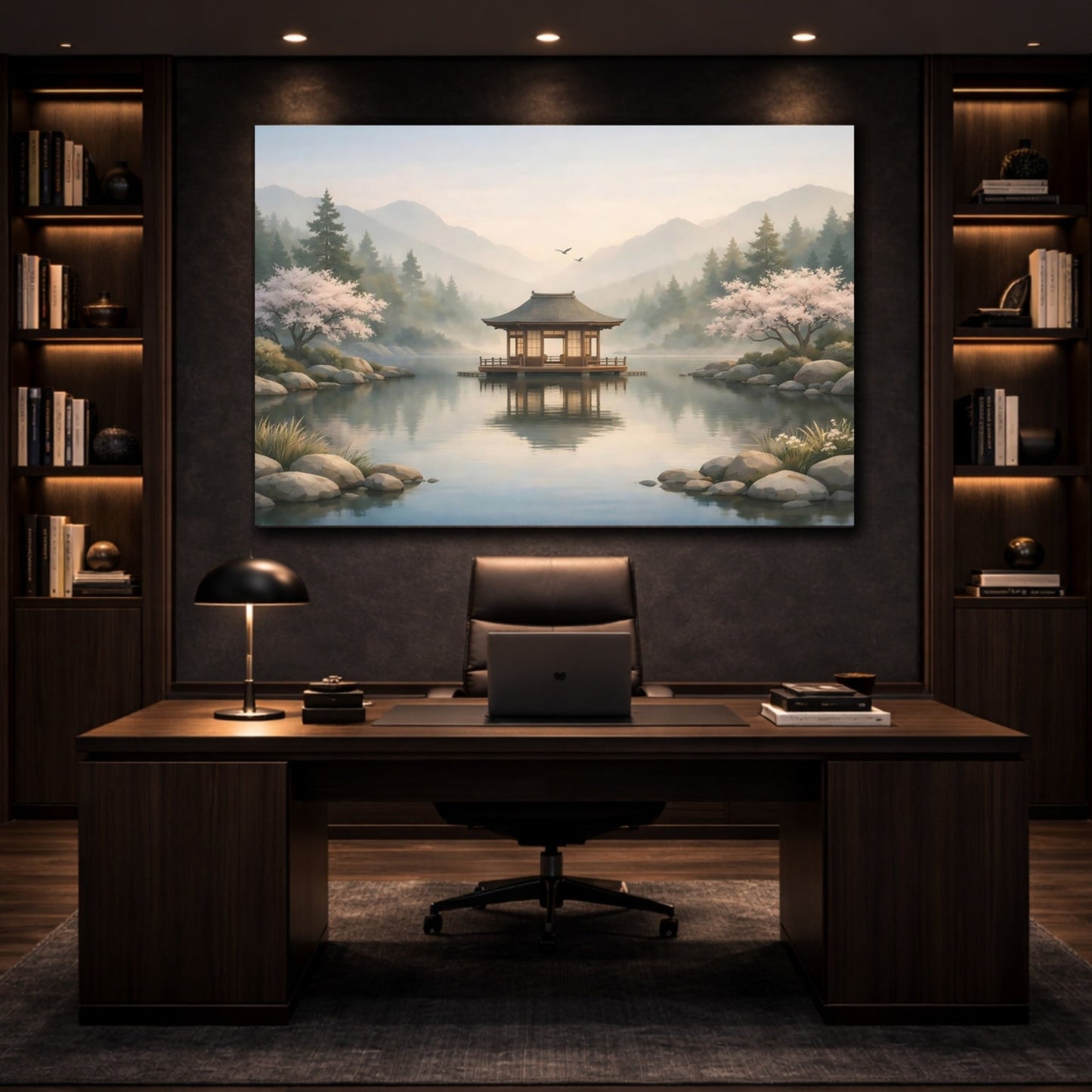 Nature Floating Pavilion Serene Asian Landscape - Canvas Wall Art Print - YesArtYes