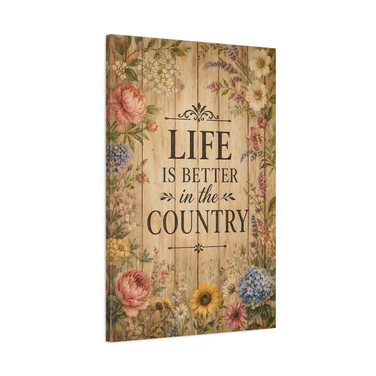 Main Mockup. Nature Floral Border Rustic Floral Quote shown as stretched canvas wall art