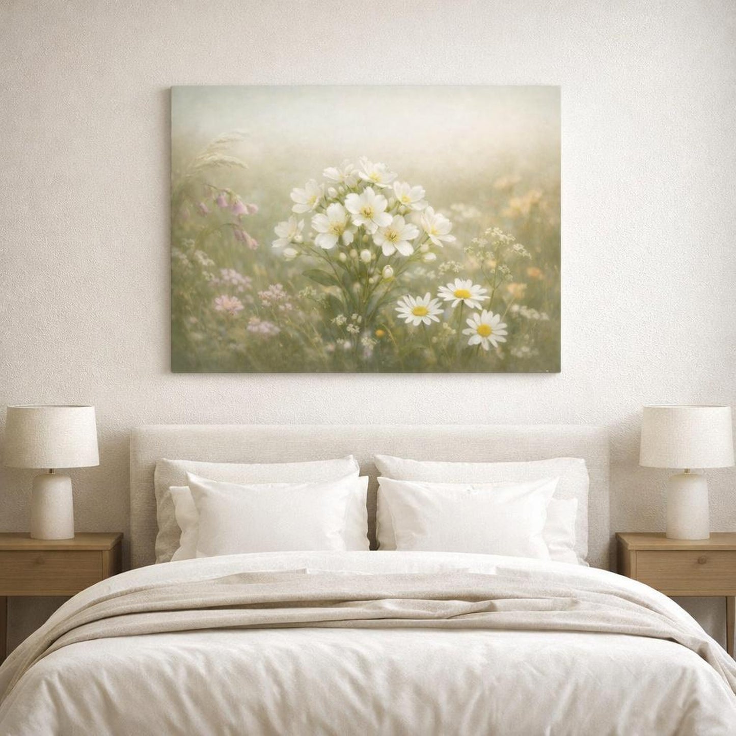 Nature Floral Close-Up shown as canvas wall art in a refined dining room