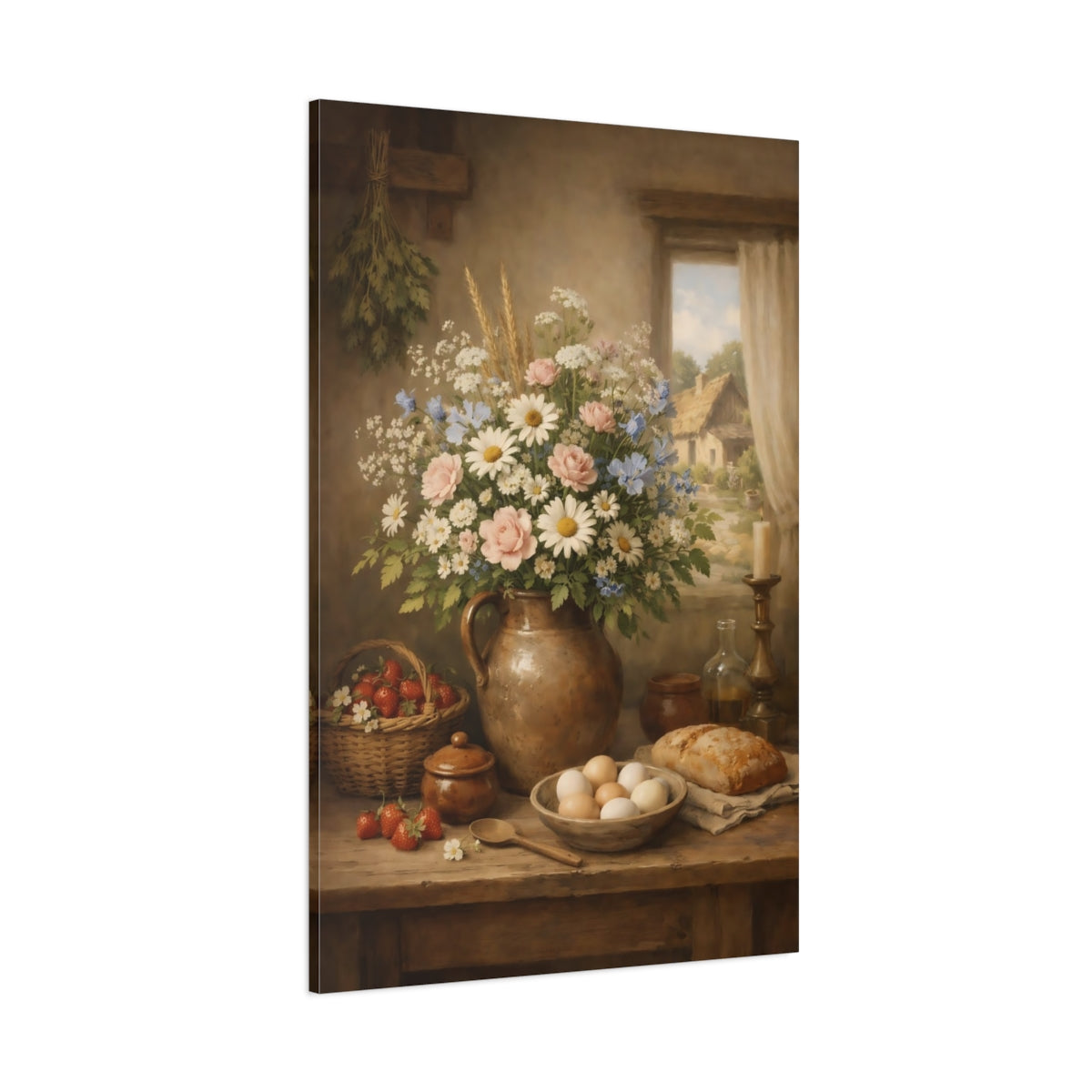 Main Mockup. Nature Floral Still Life Rustic Floral shown as stretched canvas wall art