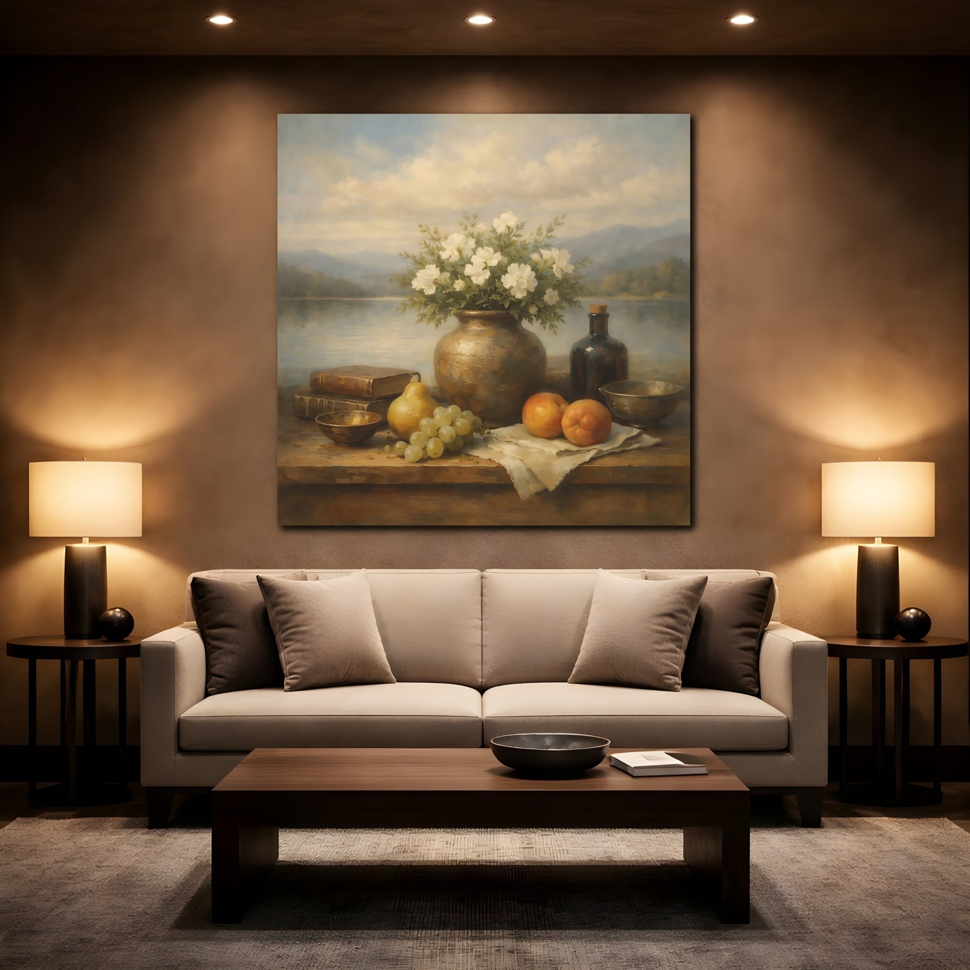 Mockup 2. Nature Floral Still Life Vintage Floral Still Life shown as stretched canvas wall art