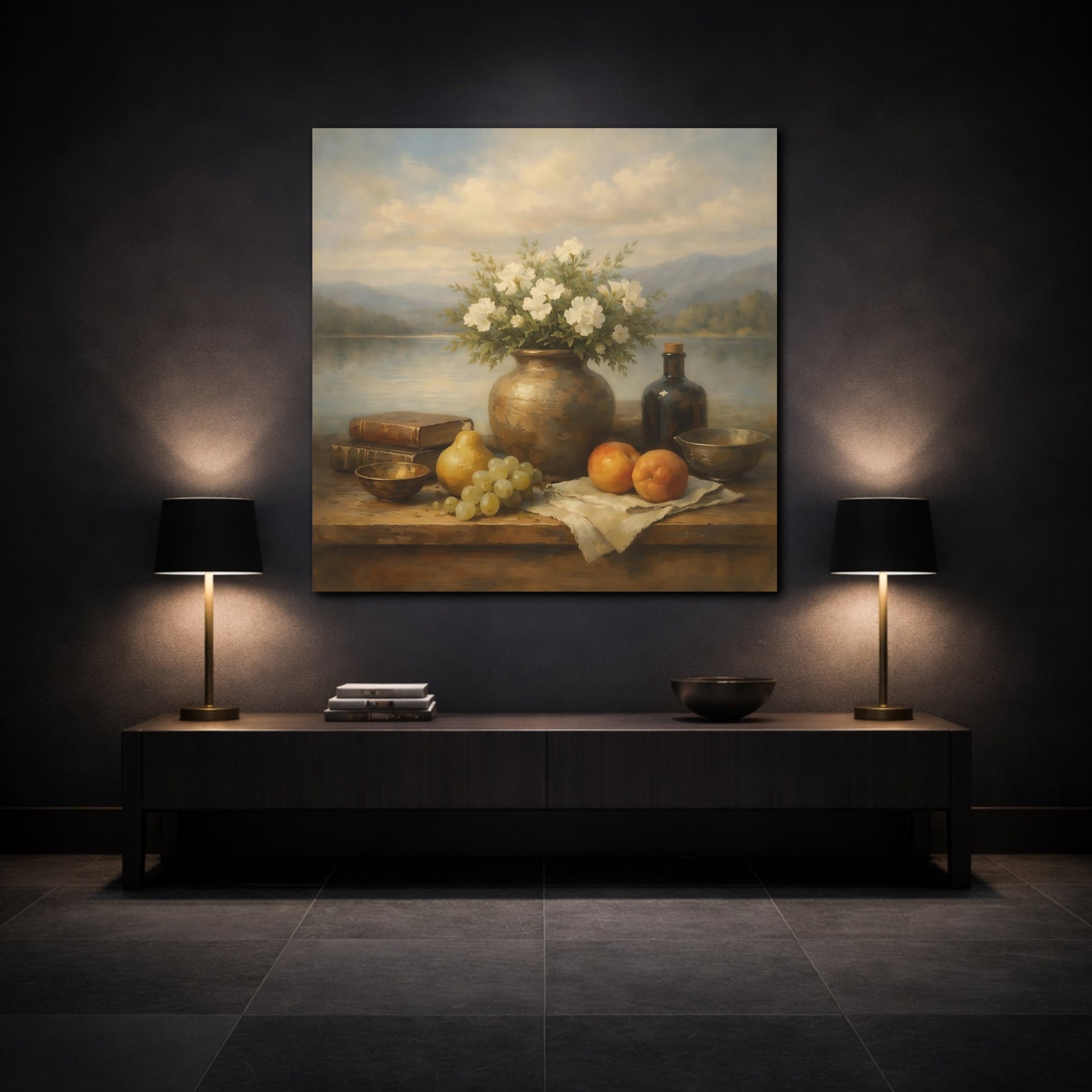 Mockup 3. Nature Floral Still Life Vintage Floral Still Life shown as stretched canvas wall art