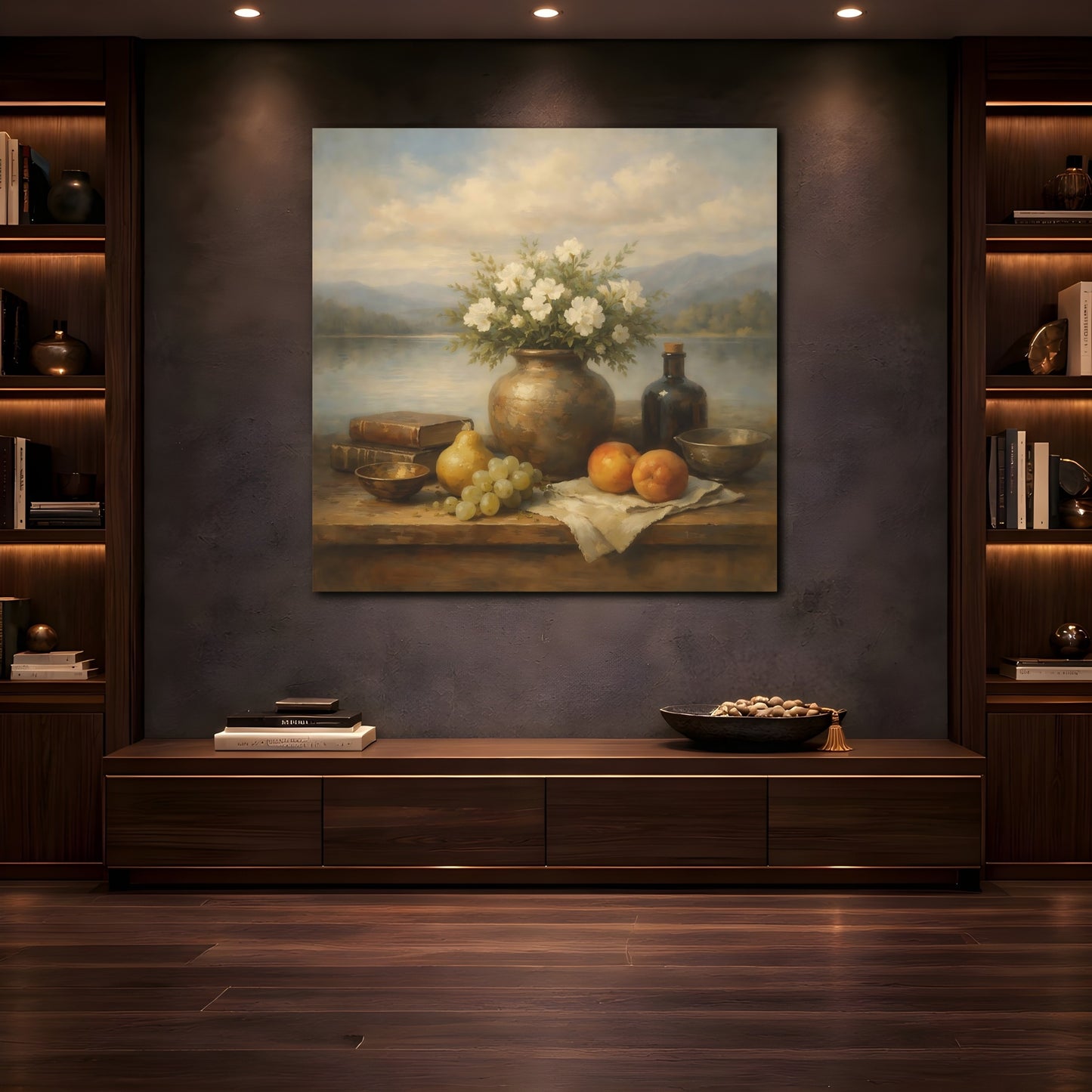 Mockup 4. Nature Floral Still Life Vintage Floral Still Life shown as stretched canvas wall art