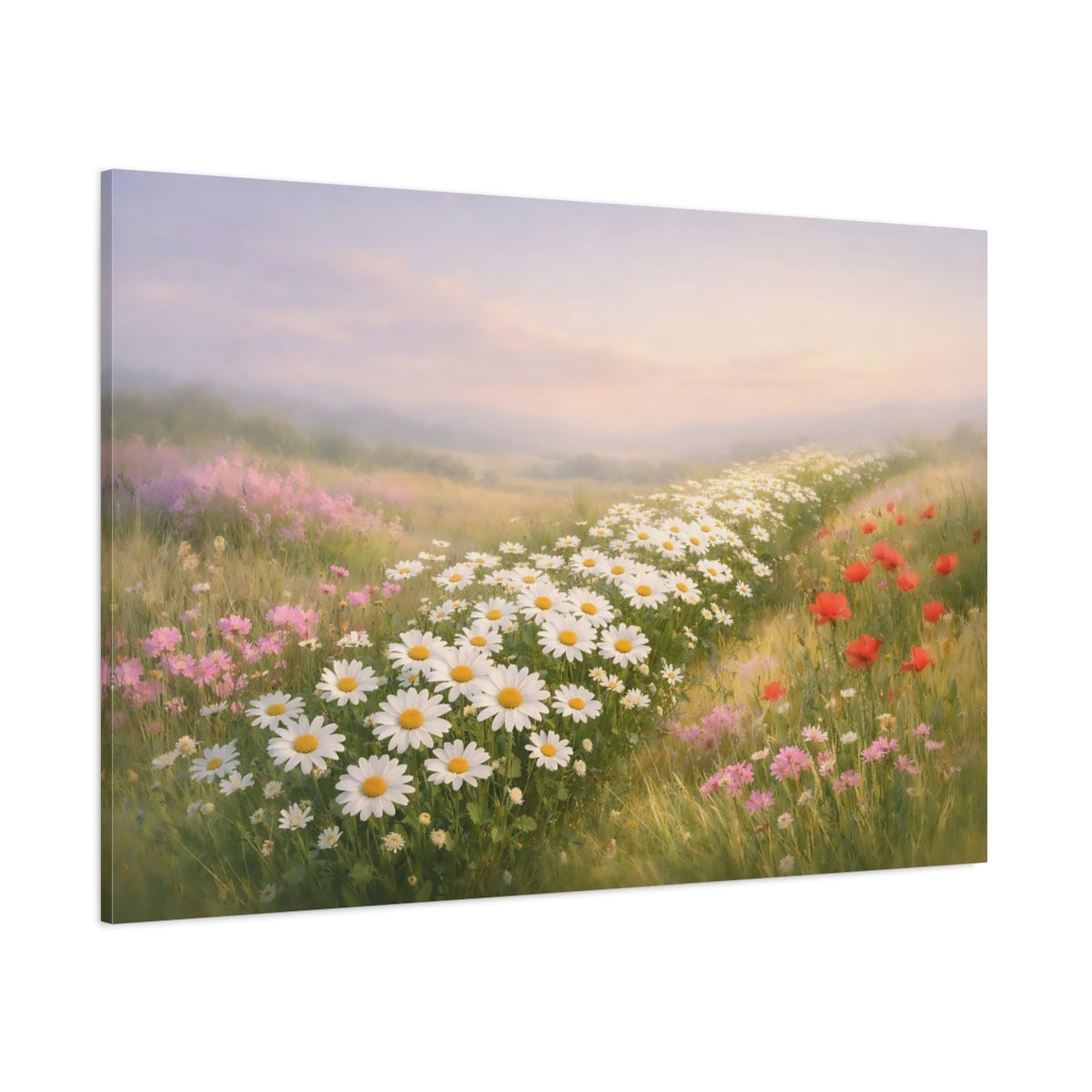 Nature Flower Field shown as stretched canvas wall art