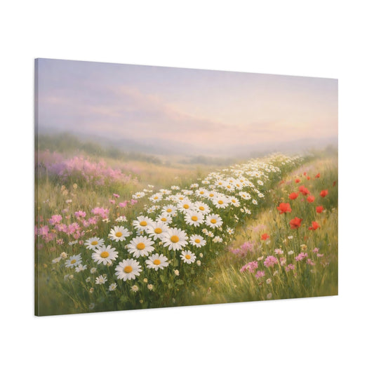Nature Flower Field shown as stretched canvas wall art
