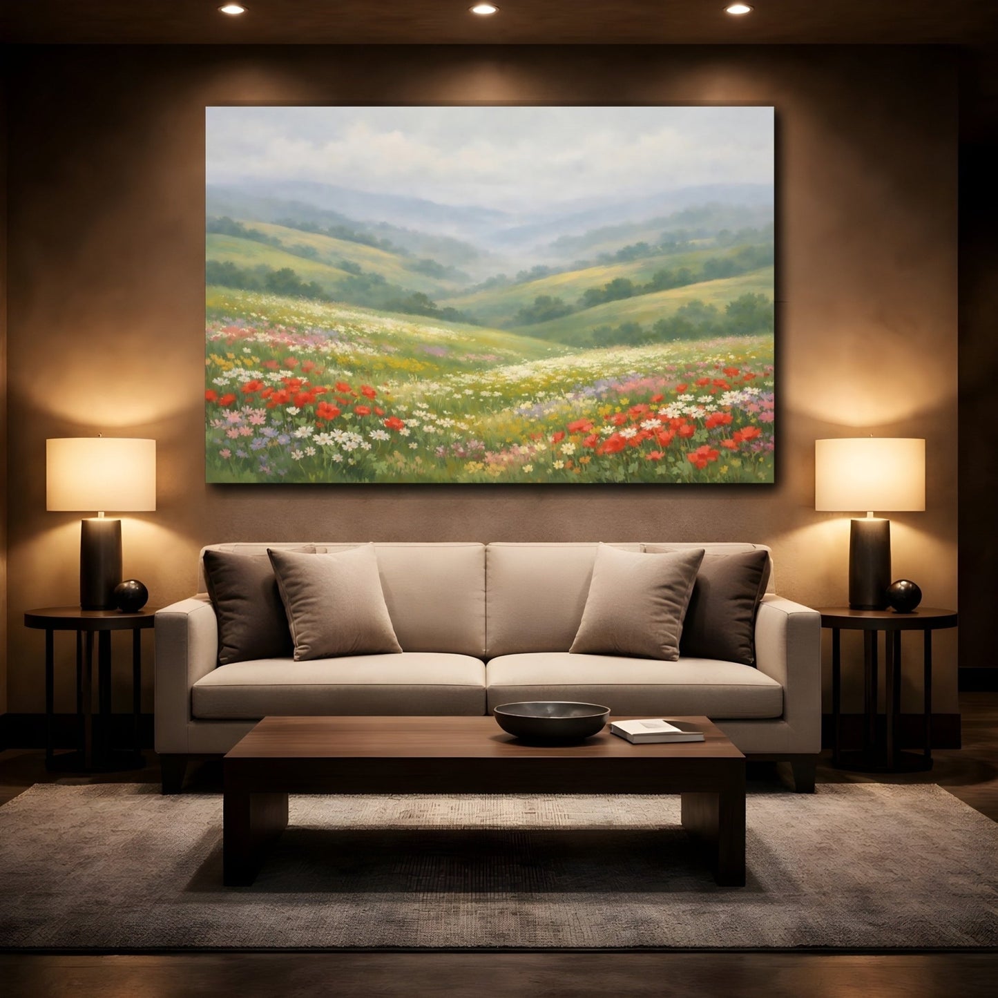 Nature Flower Field Colorful - Canvas Wall Art Print - YesArtYes