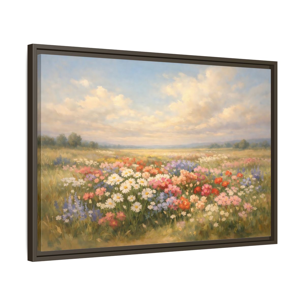 Side Mockup 11. Nature Flower Field Colorful Field shown as stretched canvas wall art