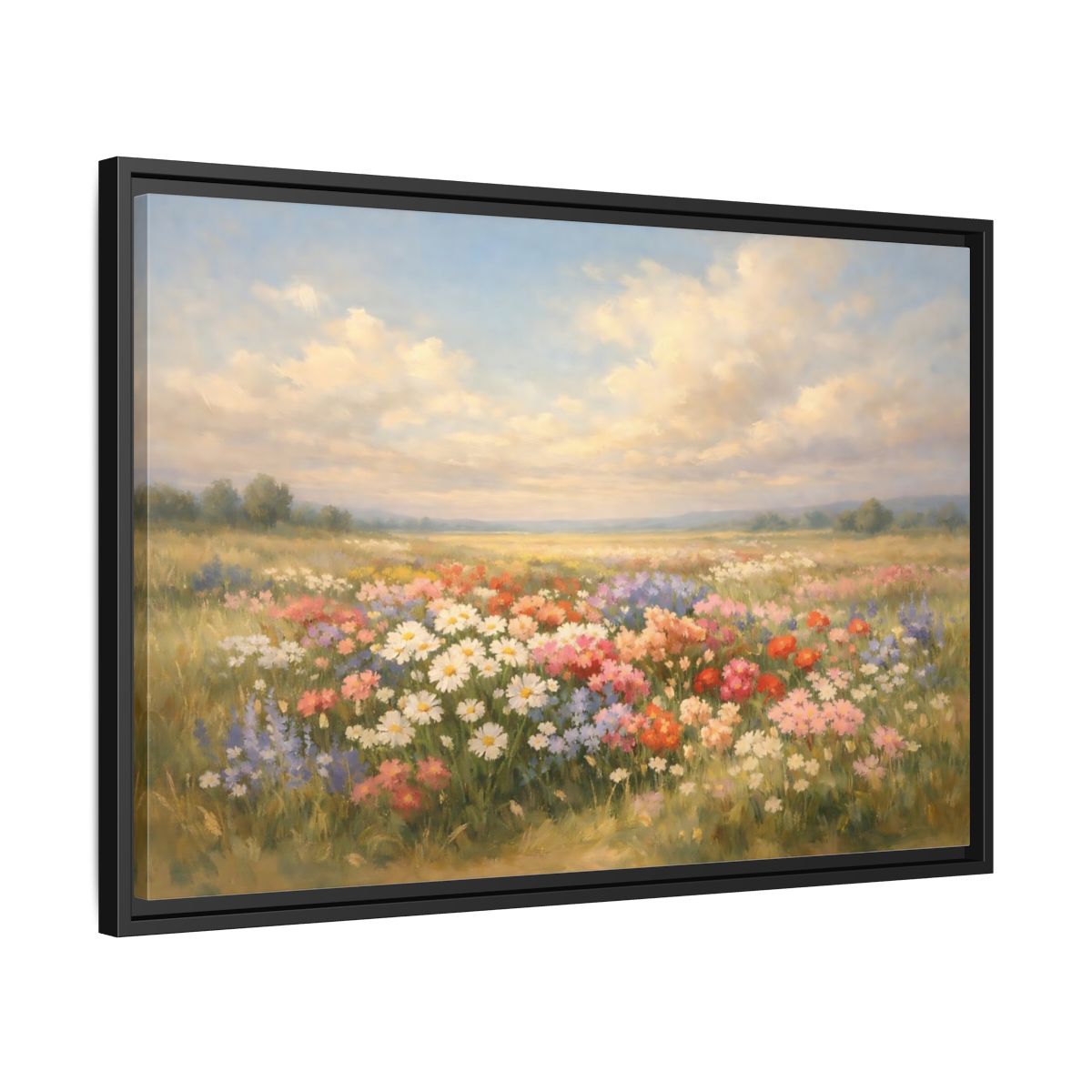 Side Mockup 14. Nature Flower Field Colorful Field shown as stretched canvas wall art