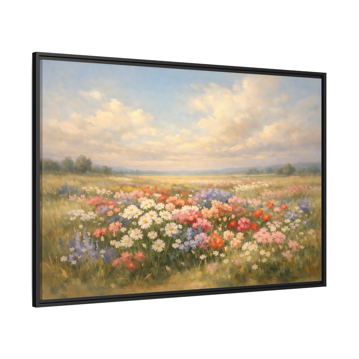 Side Mockup 12. Nature Flower Field Colorful Field shown as stretched canvas wall art