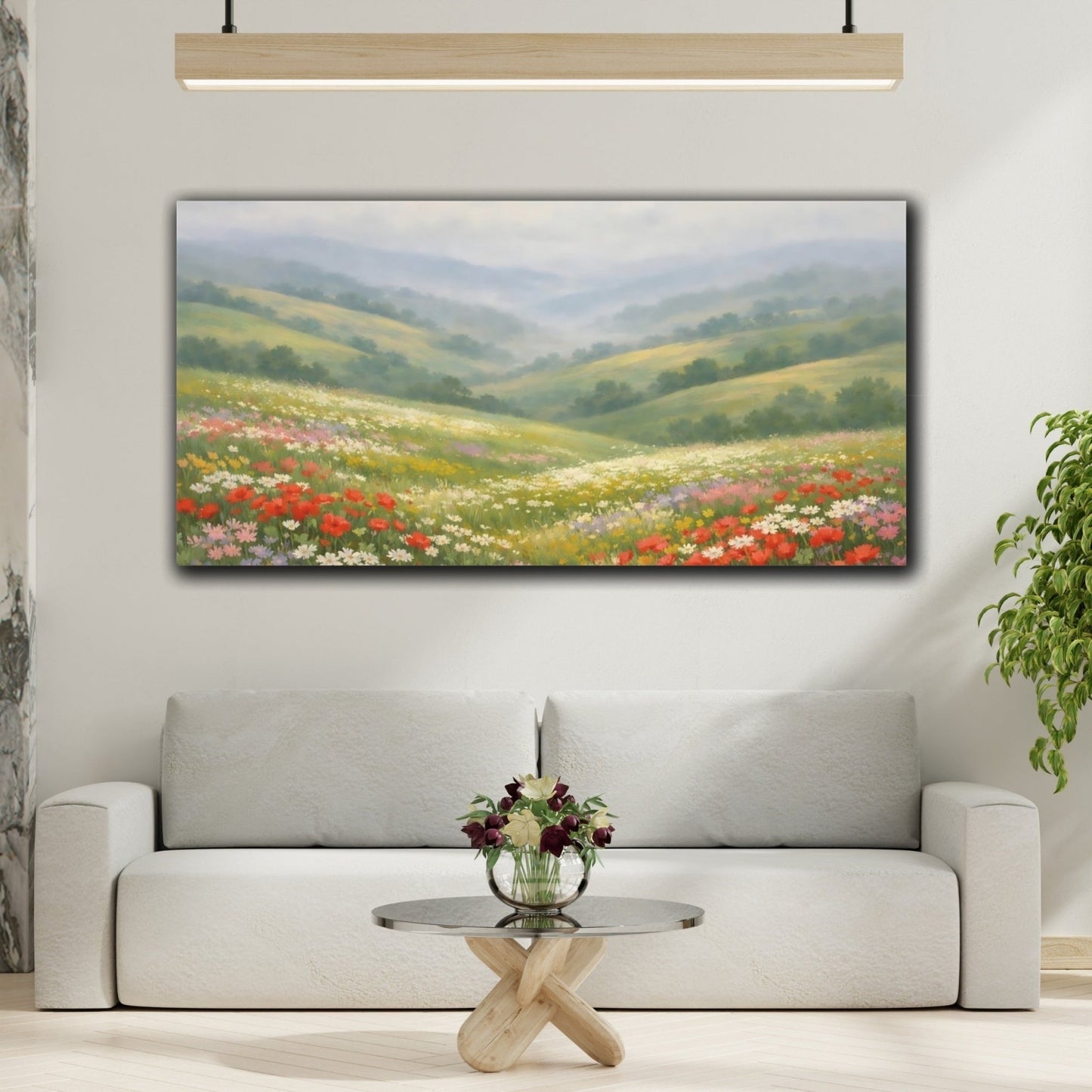 Nature Flower Field Colorful Wildflowers - Canvas Wall Art Print - YesArtYes