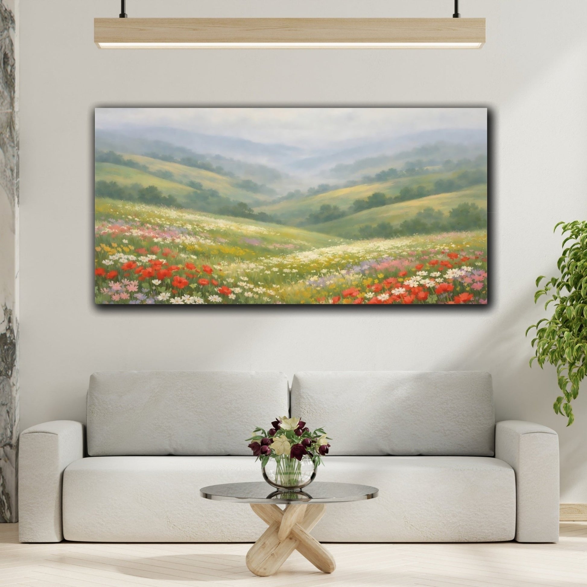 Nature Flower Field Colorful Wildflowers - Canvas Wall Art Print - YesArtYes