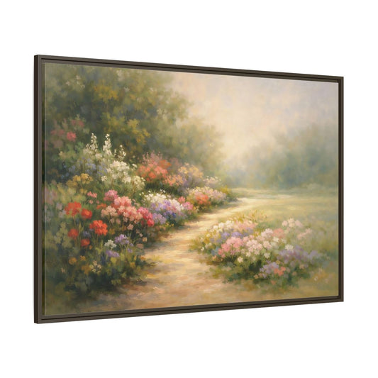 Main Mockup. Nature Flower Garden Colorful Flower Garden shown as stretched canvas wall art