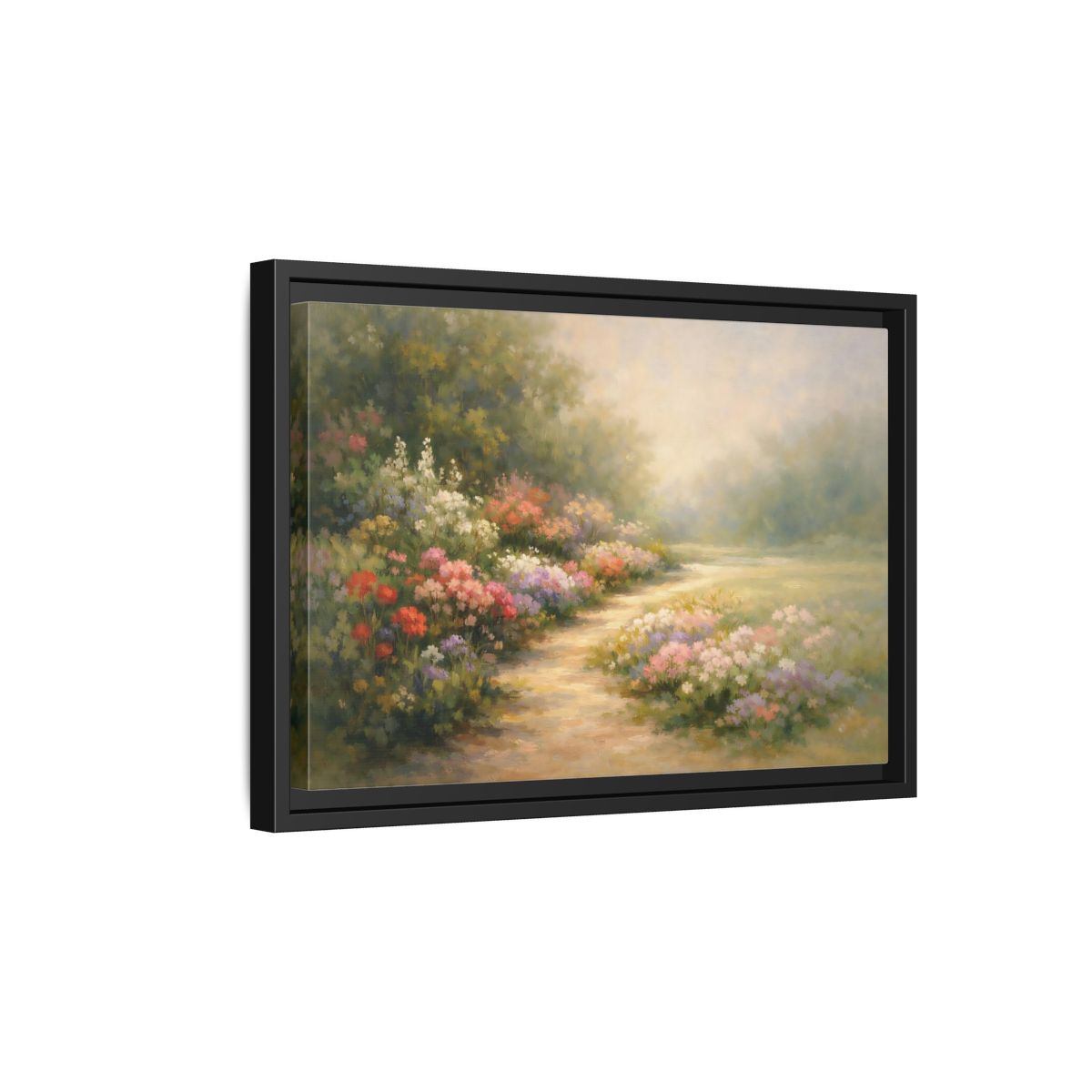Side Mockup 6. Nature Flower Garden Colorful Flower Garden shown as stretched canvas wall art