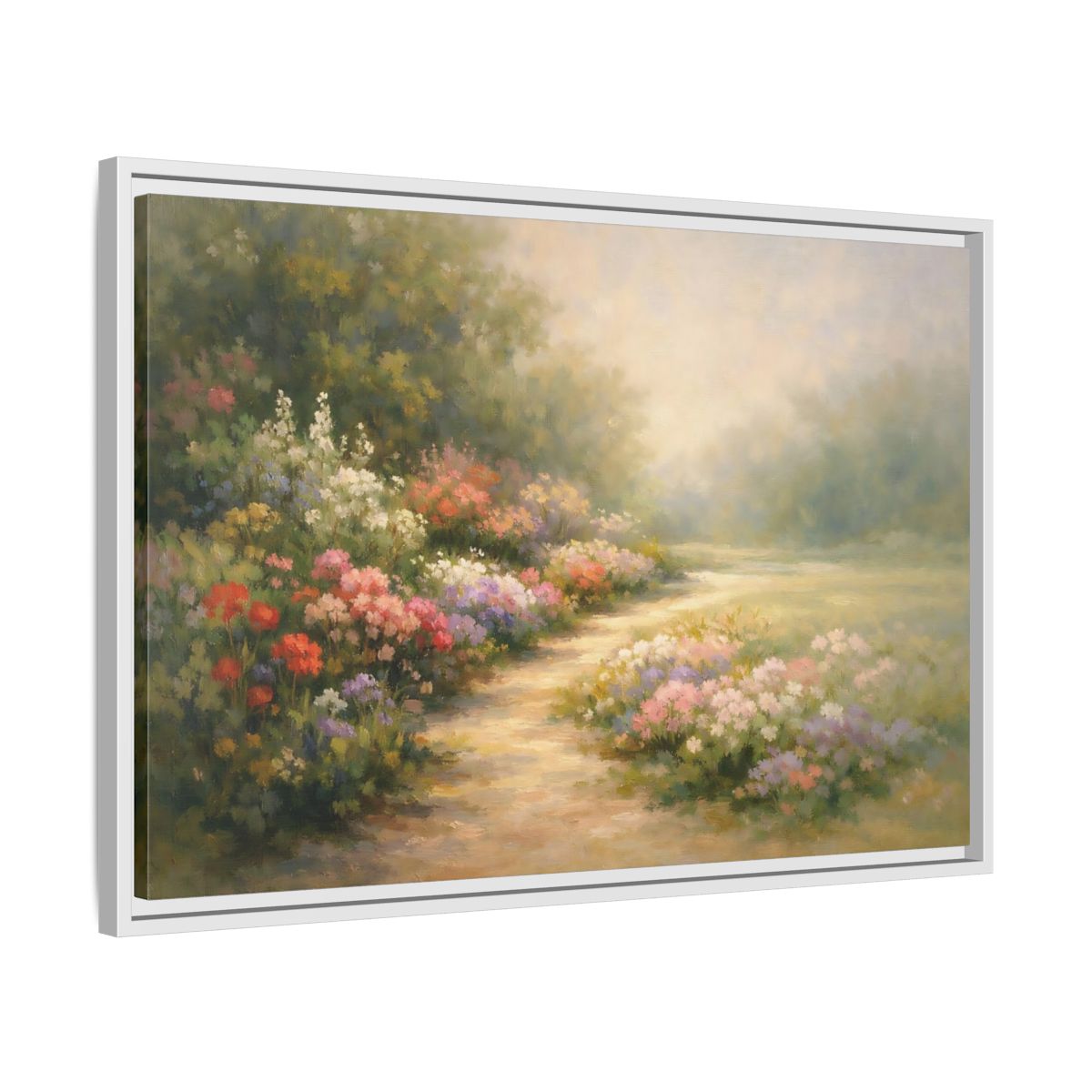 Side Mockup 10. Nature Flower Garden Colorful Flower Garden shown as stretched canvas wall art