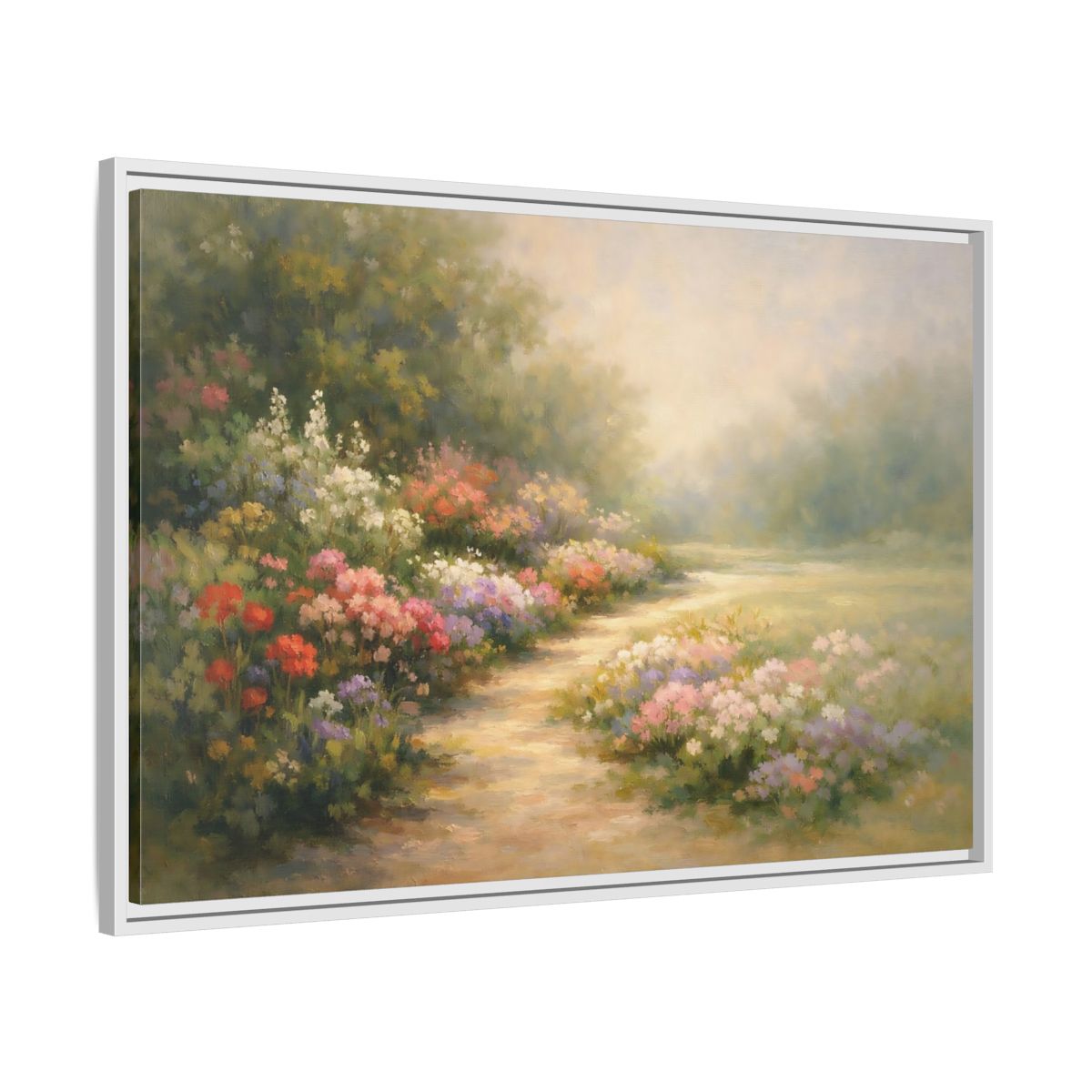 Side Mockup 8. Nature Flower Garden Colorful Flower Garden shown as stretched canvas wall art