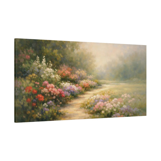 Main Mockup. Nature Flower Garden Colorful Garden shown as stretched canvas wall art