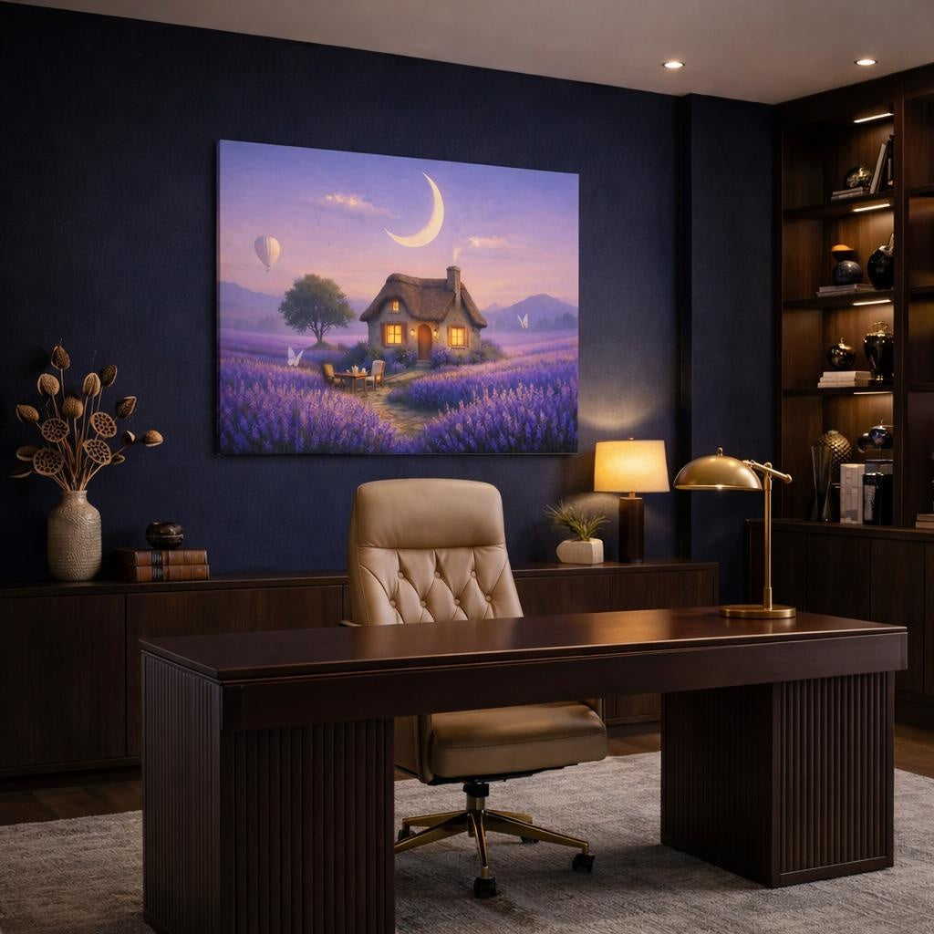 Nature Flower Lavender shown as canvas wall art in a refined dining room