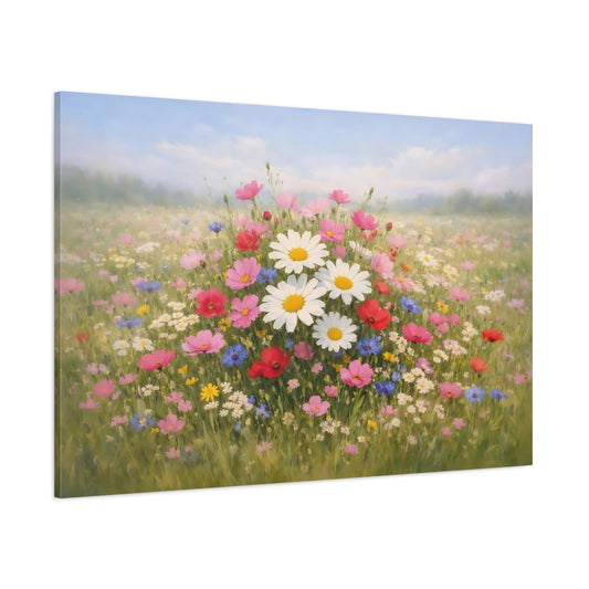 Nature Flower Meadow shown as stretched canvas wall art