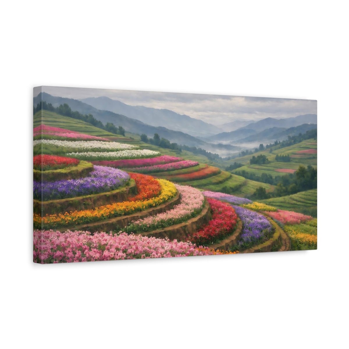 Nature Flower Terraces Colorful - Canvas Wall Art Print - YesArtYes