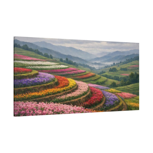 Nature Flower Terraces Colorful - Canvas Wall Art Print - YesArtYes