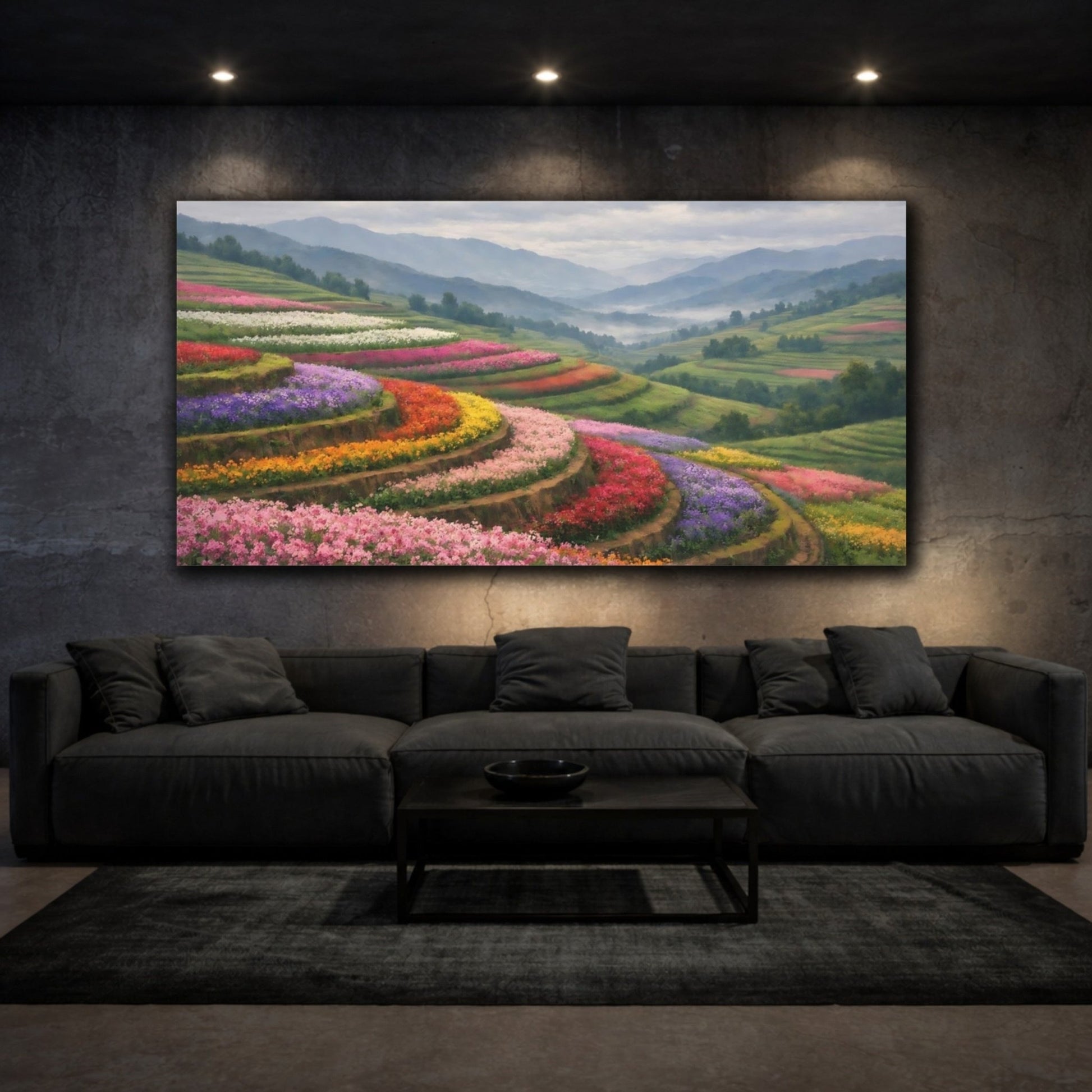 Nature Flower Terraces Colorful - Canvas Wall Art Print - YesArtYes