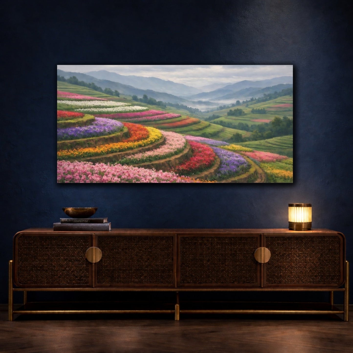 Nature Flower Terraces Colorful - Canvas Wall Art Print - YesArtYes
