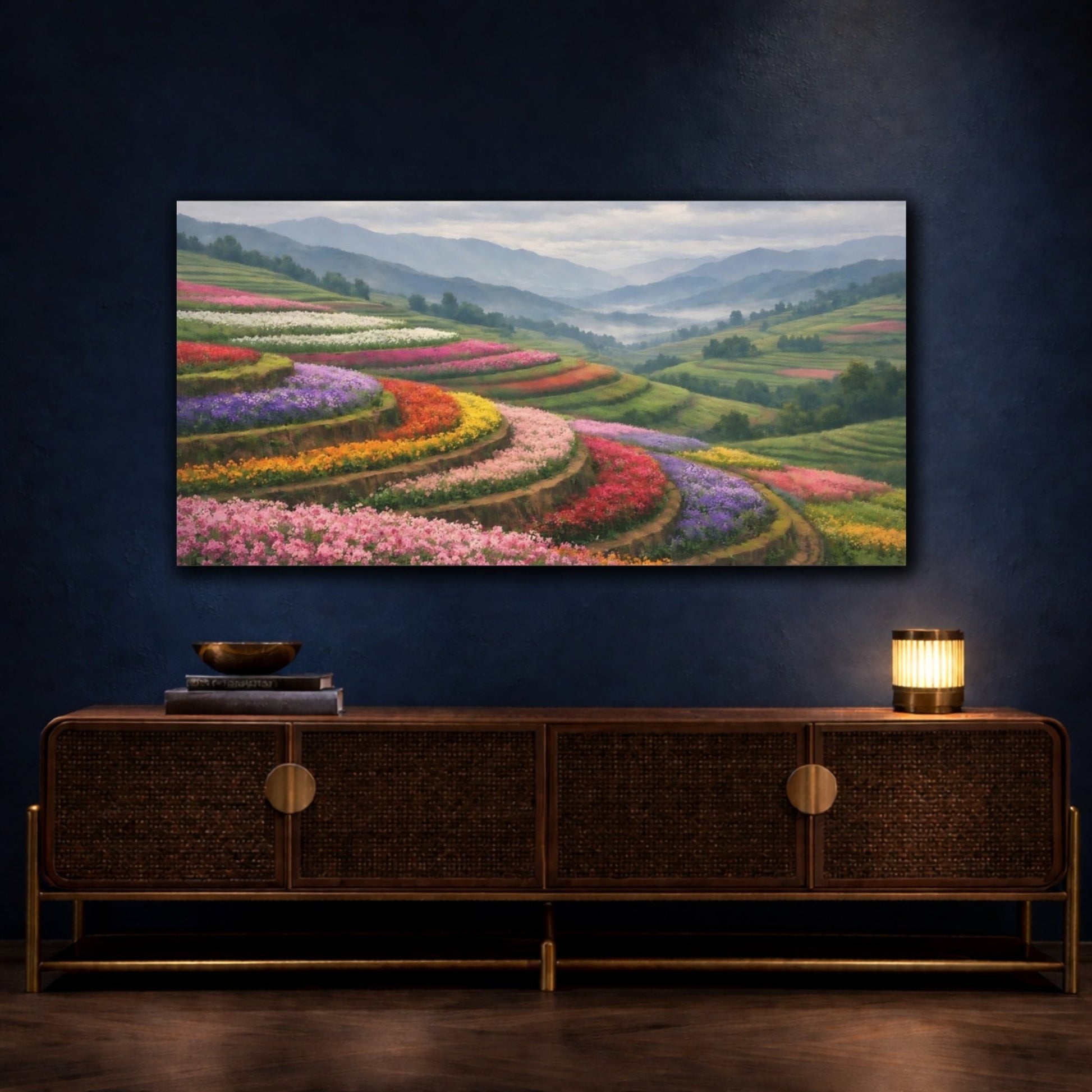 Nature Flower Terraces Colorful - Canvas Wall Art Print - YesArtYes