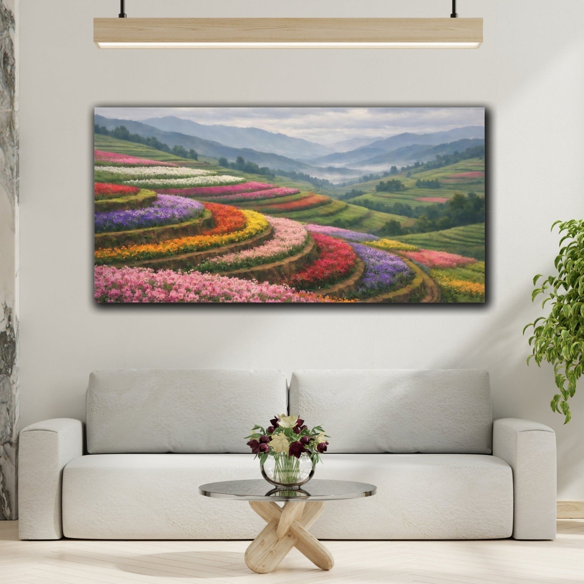 Nature Flower Terraces Colorful - Canvas Wall Art Print - YesArtYes