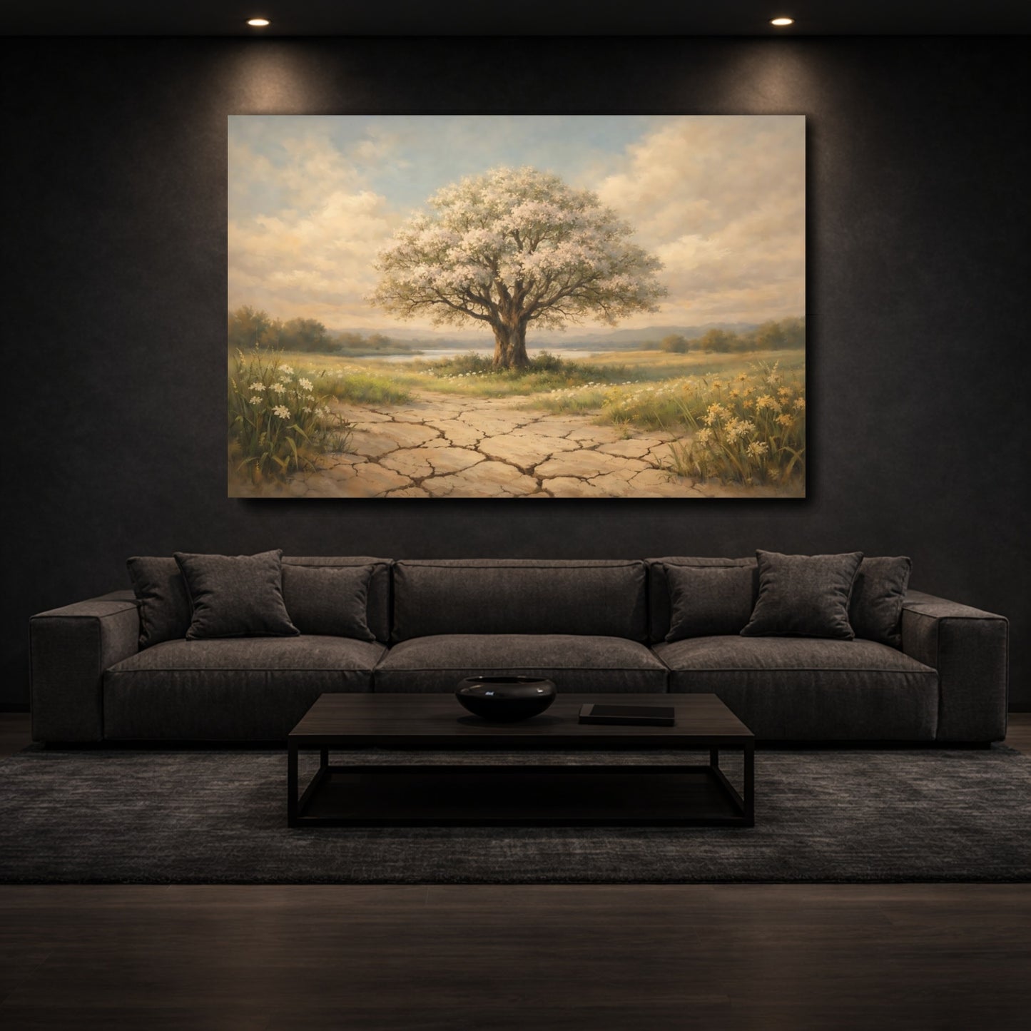 Mockup 2. Nature Flowering Tree Flowering Tree Landscape shown as stretched canvas wall art