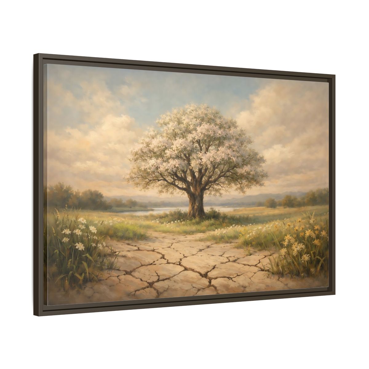 Side Mockup 9. Nature Flowering Tree Flowering Tree shown as stretched canvas wall art