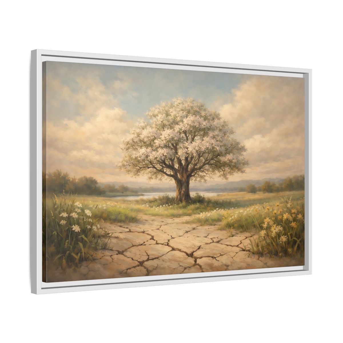 Side Mockup 10. Nature Flowering Tree Flowering Tree shown as stretched canvas wall art