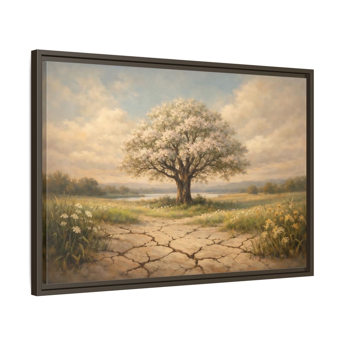 Side Mockup 11. Nature Flowering Tree Flowering Tree shown as stretched canvas wall art