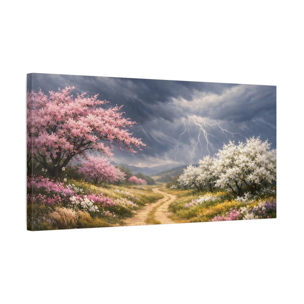 Nature Flowering Trees Pink And Grey - Canvas Wall Art Print - YesArtYes