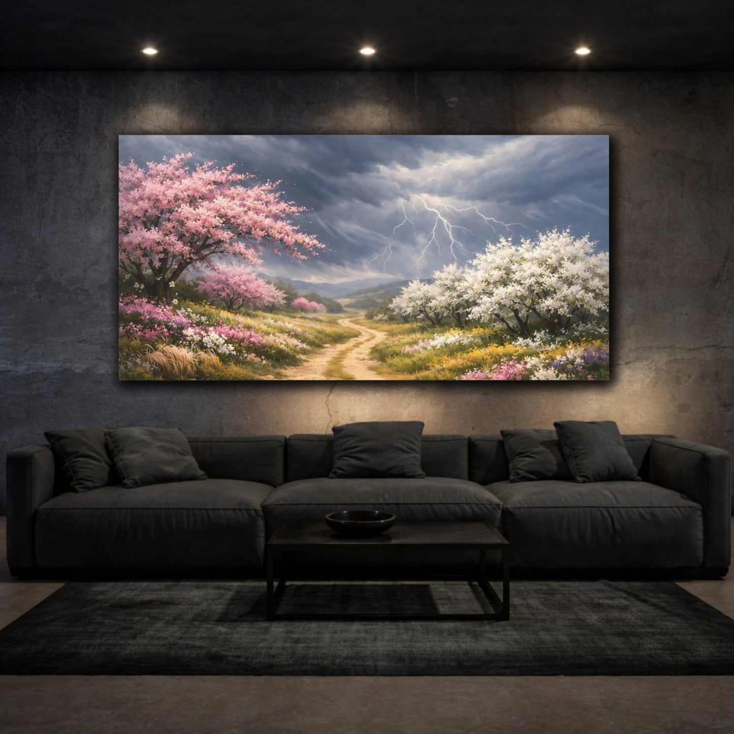 Nature Flowering Trees Pink And Grey - Canvas Wall Art Print - YesArtYes