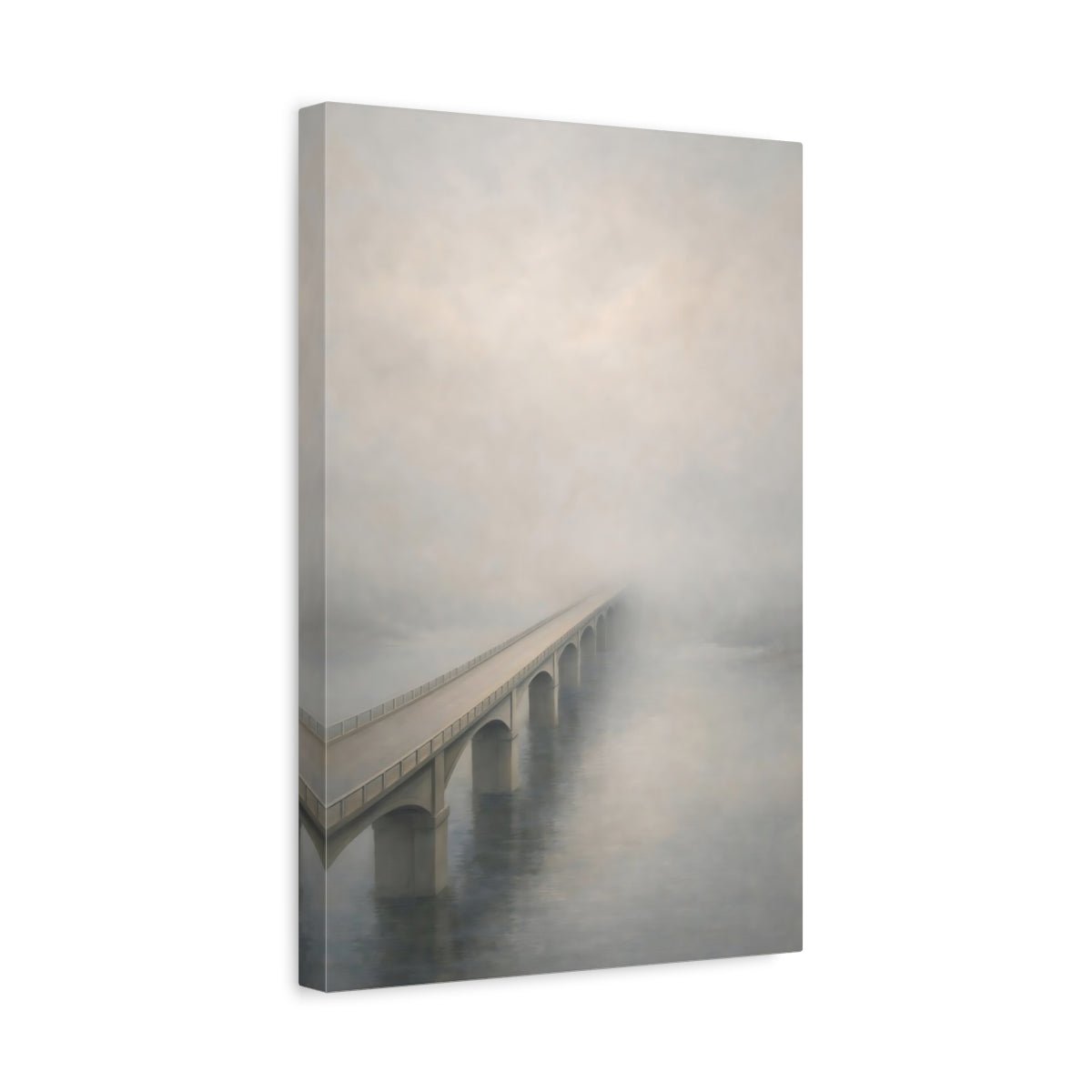 Nature Foggy Bridge Gray - Canvas Wall Art Print - YesArtYes