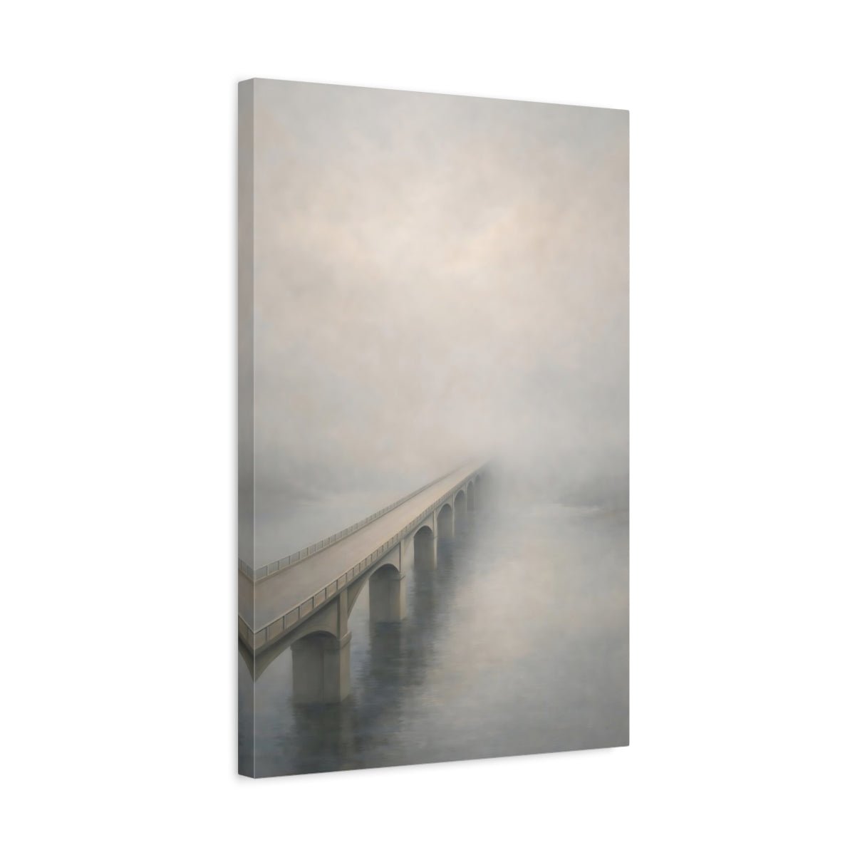 Nature Foggy Bridge Gray - Canvas Wall Art Print - YesArtYes