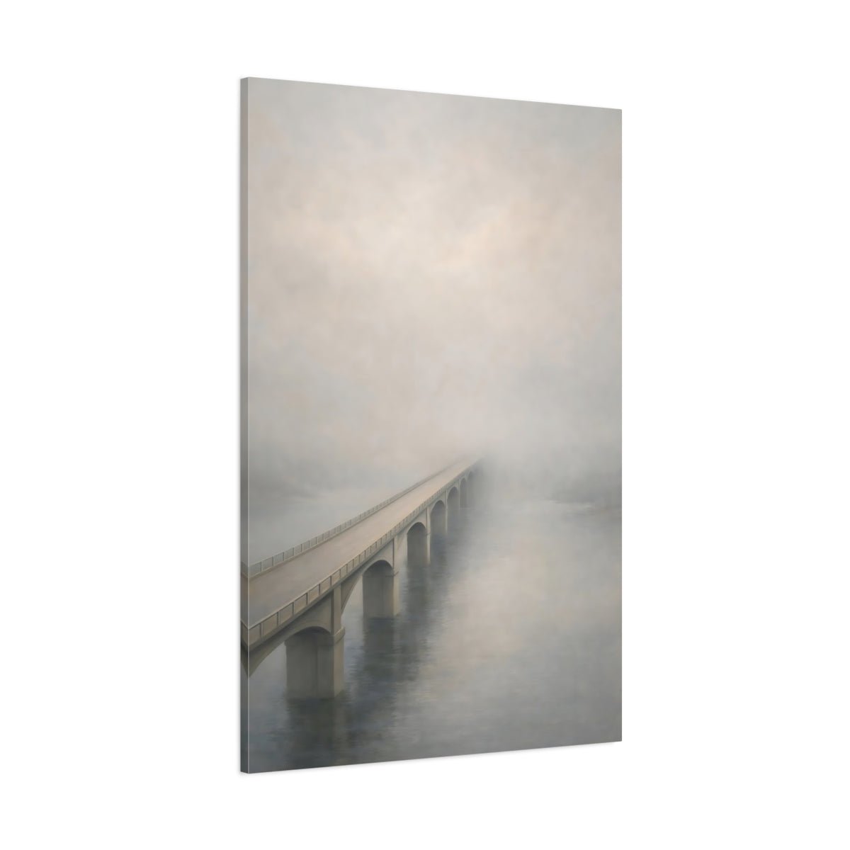 Nature Foggy Bridge Gray - Canvas Wall Art Print - YesArtYes