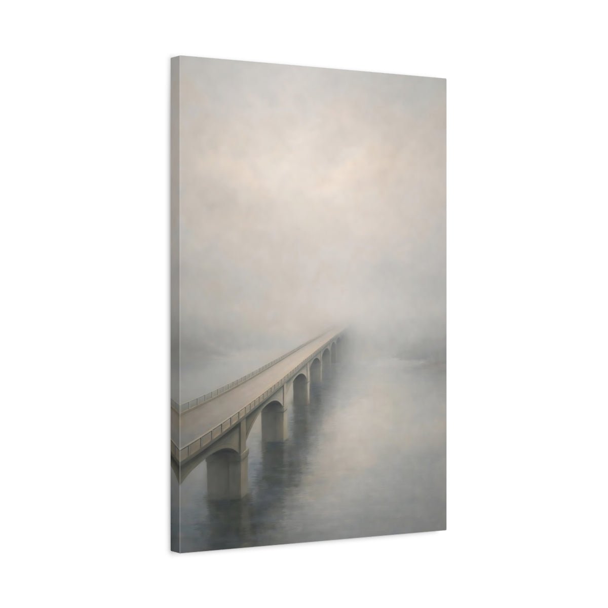 Nature Foggy Bridge Gray - Canvas Wall Art Print - YesArtYes