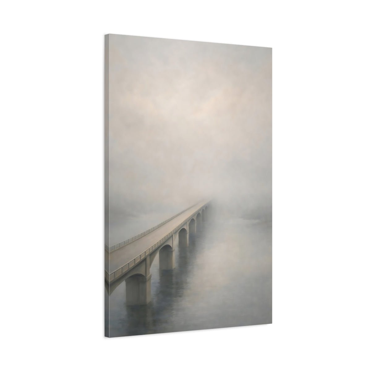 Nature Foggy Bridge Gray - Canvas Wall Art Print - YesArtYes
