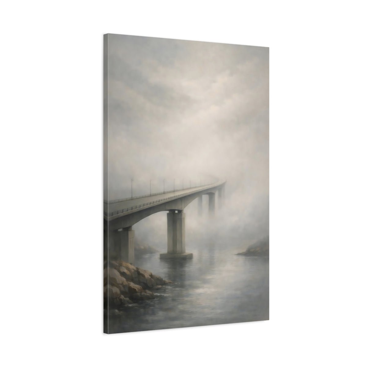 Nature Foggy Bridge Misty - Canvas Wall Art Print - YesArtYes