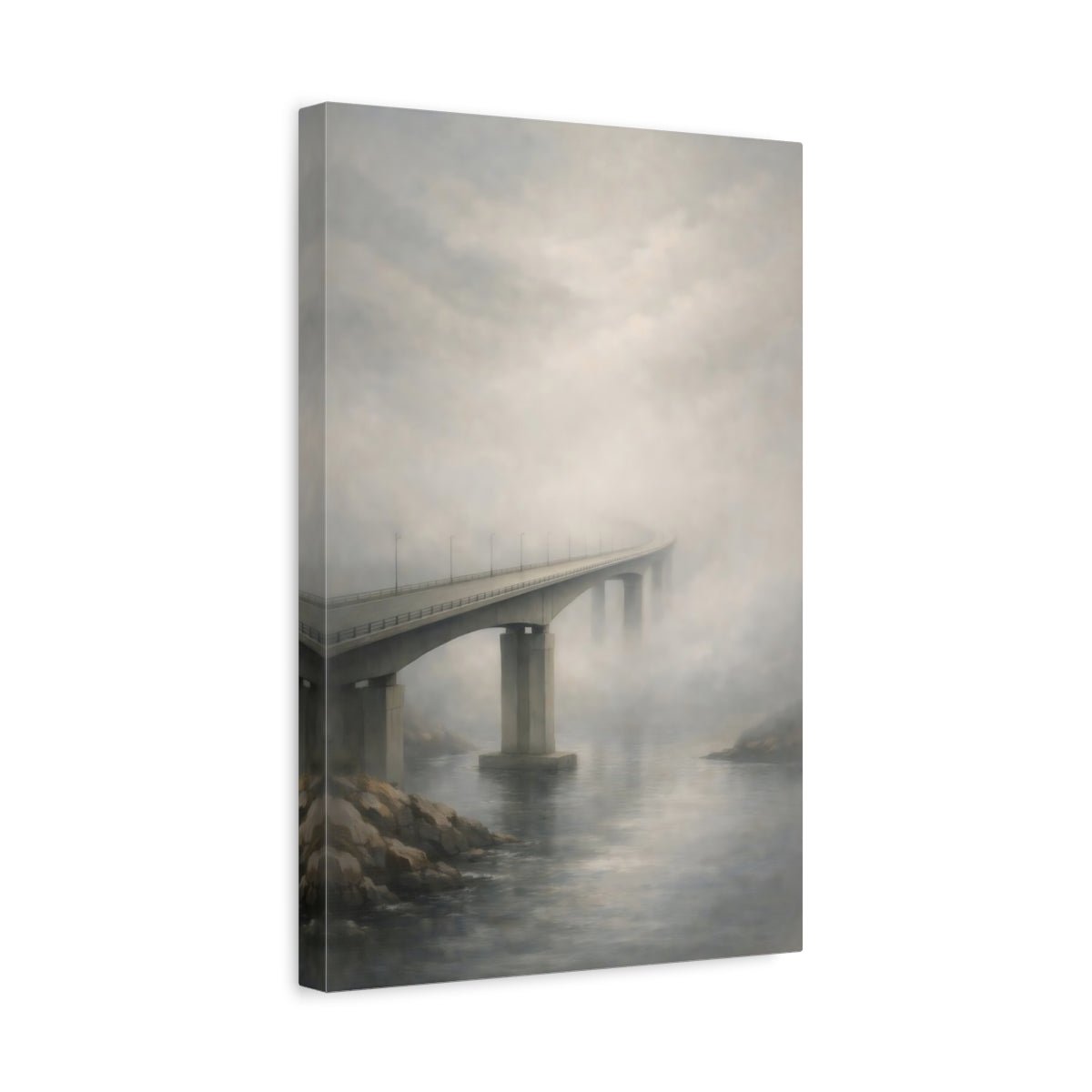 Nature Foggy Bridge Misty - Canvas Wall Art Print - YesArtYes