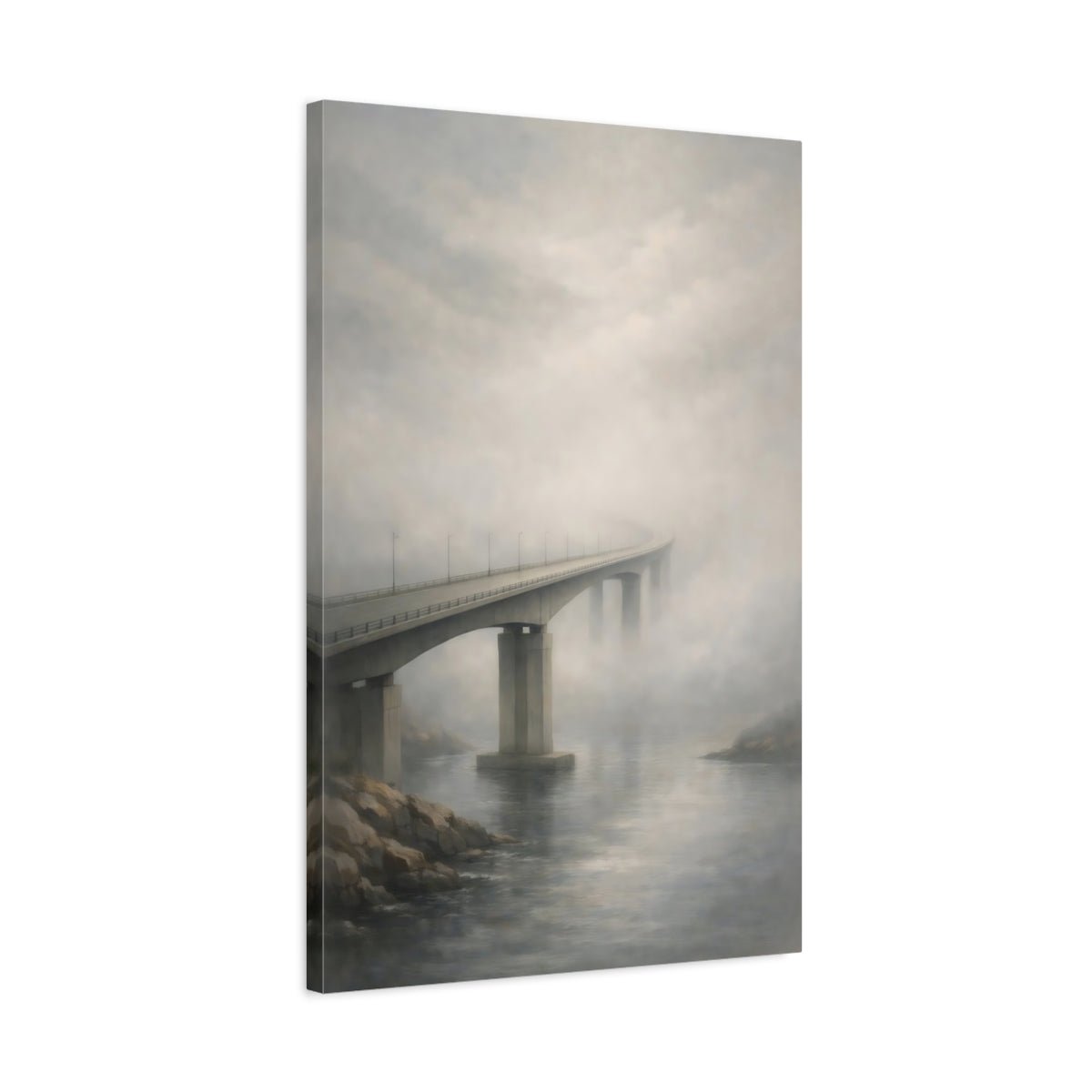 Nature Foggy Bridge Misty - Canvas Wall Art Print - YesArtYes