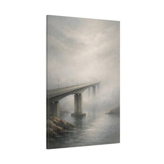 Nature Foggy Bridge Misty - Canvas Wall Art Print - YesArtYes
