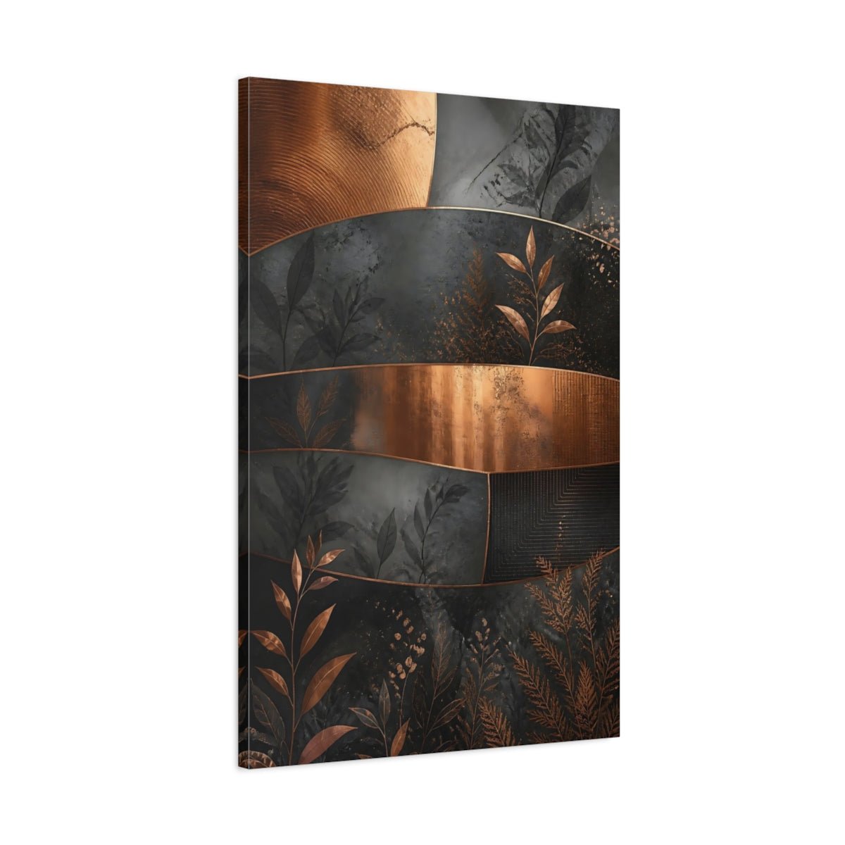 Nature Foliage Copper And Black Canvas Print – Living Room, Above Couch, - YesArtYes