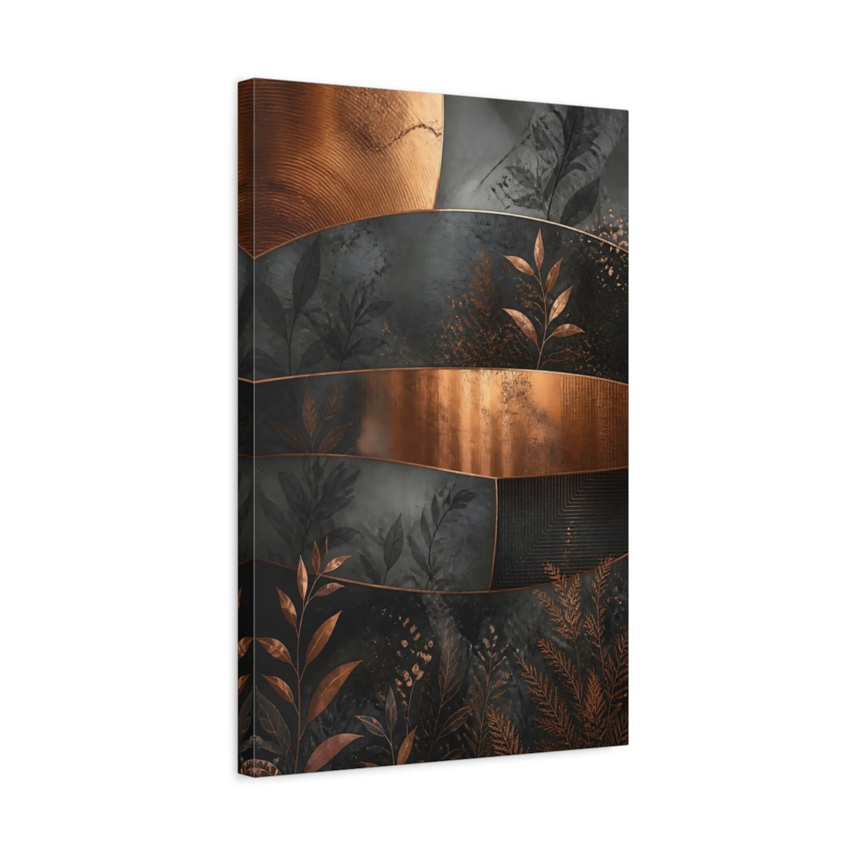 Nature Foliage Copper And Black Canvas Print – Living Room, Above Couch, - YesArtYes