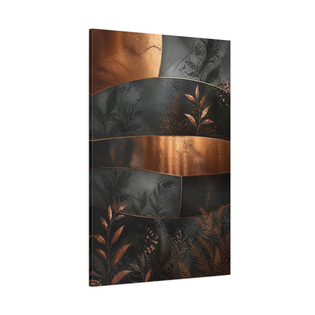 Nature Foliage Copper And Black Canvas Print – Living Room, Above Couch, - YesArtYes